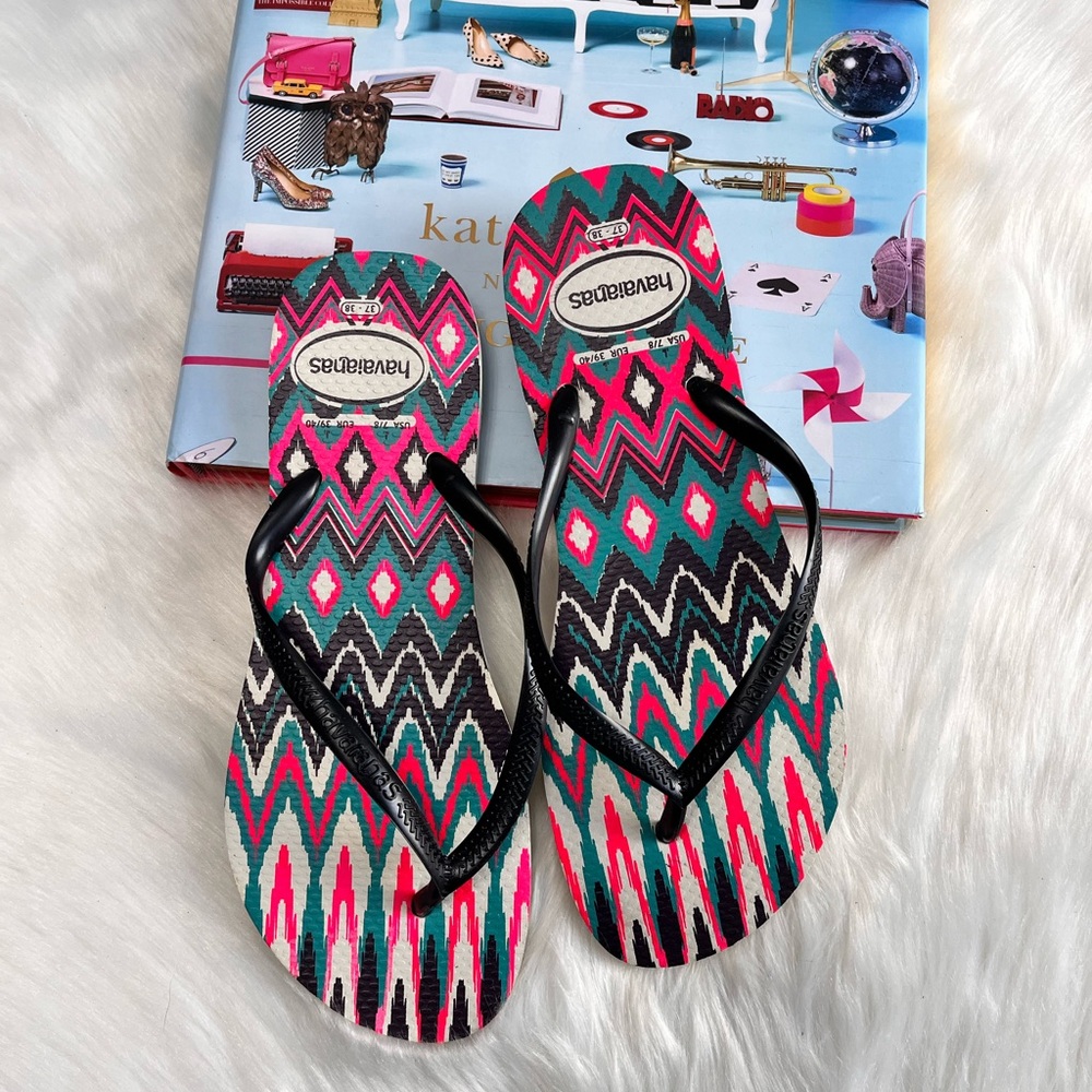 Havaianas Vibrant Tribal Pattern Flip Flops
